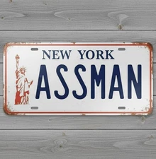 New York ASSMAN Seinfeld 6 x 12 Vintage Novelty  Aluminum License Plate New!