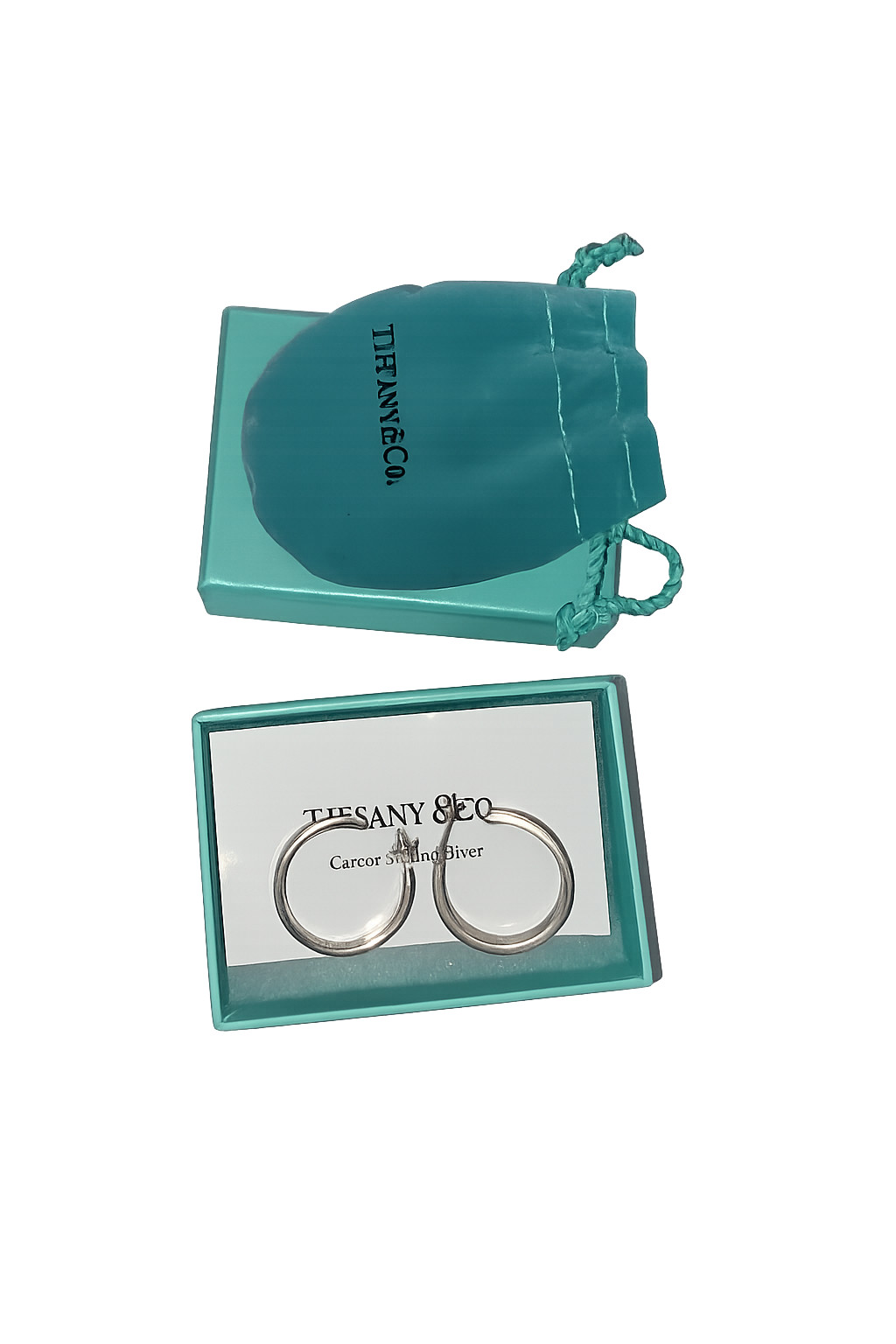 Genuine Tiffany & Co 1837, T & Co Hugged Silver 925 Wide Hoop Earrings Excellent
