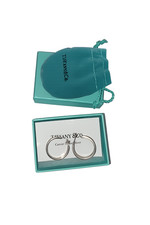 Genuine Tiffany & Co 1837, T & Co Hugged Silver 925 Wide Hoop Earrings Excellent