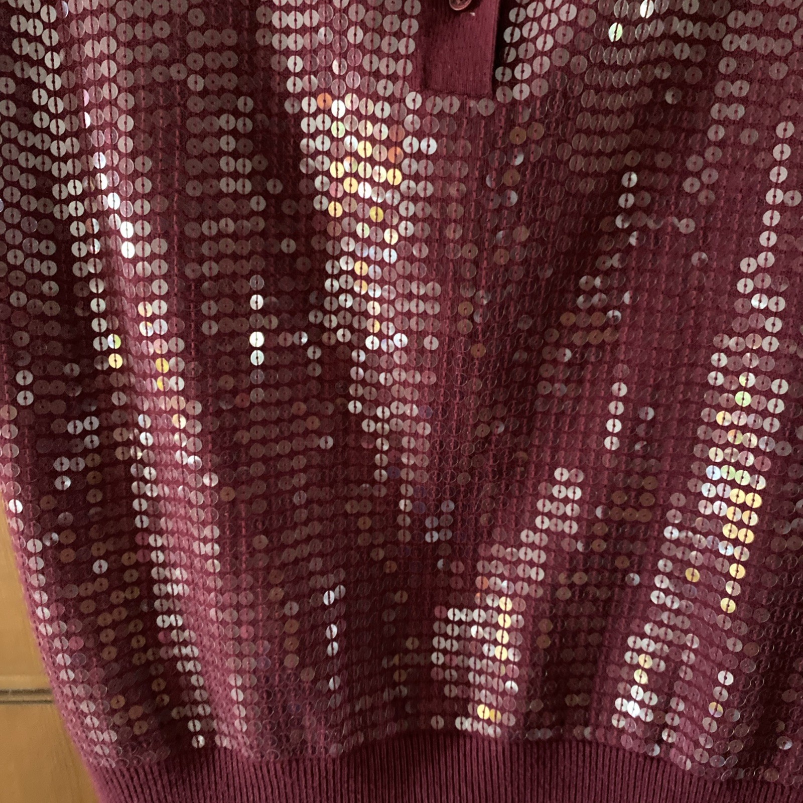 Fred Perry - Richard Nicoll -Rare - sequinned, Wine Jumper top-Sz10 -Ex con image 2