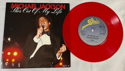 MICHAEL JACKSON She's Out Of My Life 7'' Picture Sleeve UK Red Vinyl 1983 MJ1-4