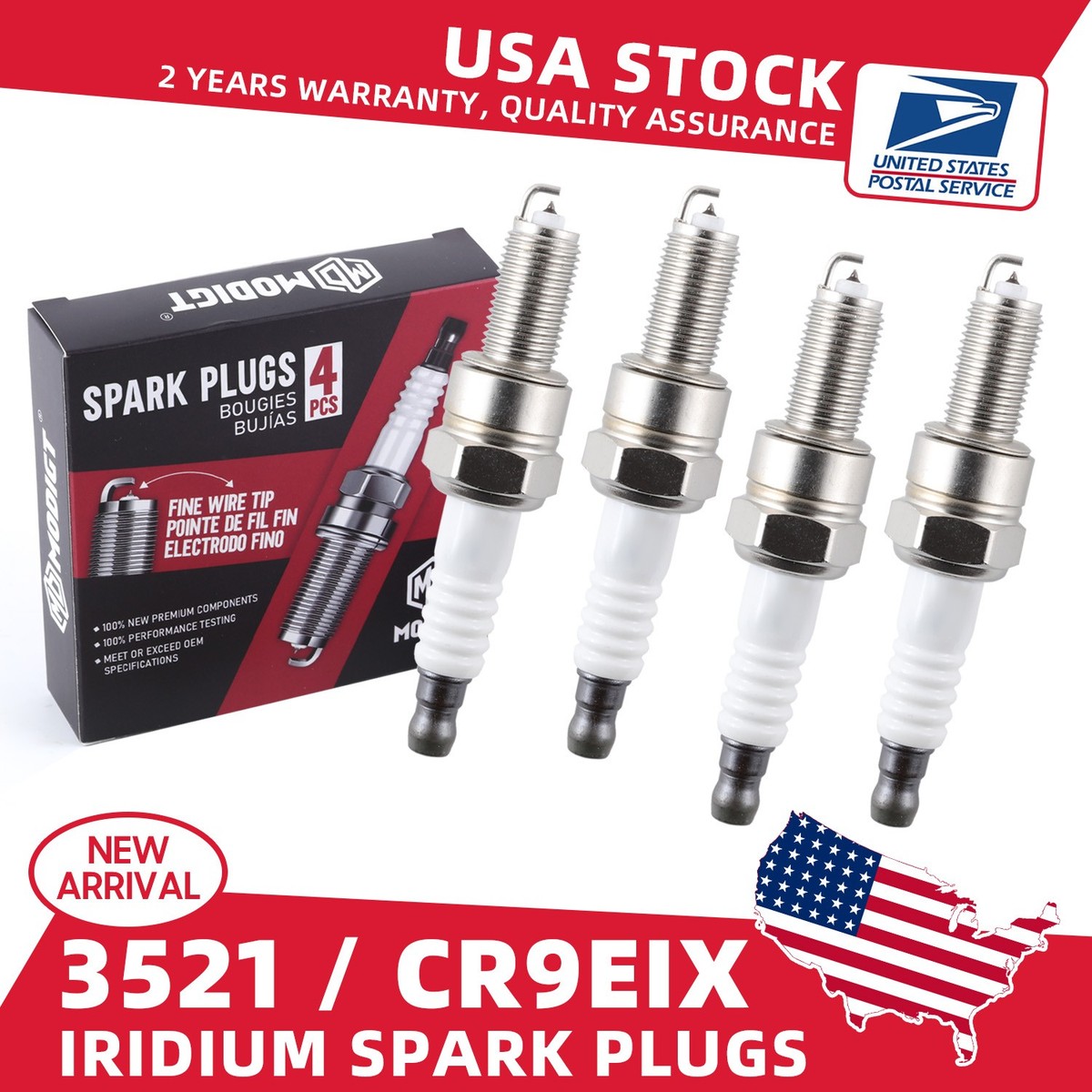 4X Iridium Spark Plugs For Kawasaki Ninja ZX10R ZX6 ZX7 ZX14 Z1000