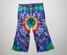 Vintage 90s Streetwear Womens 14 Rainbow Tie Dye Bell Bottoms Denim Jeans USA