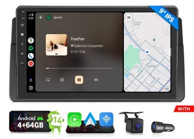 Eonon 9'' IPS Android 14 Autoradio GPS Navi Bluetooth CarPlay Für BMW E46 318 320