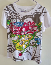 Ed Hardy Original Women’s T‑Shirt – Gemstone – Christian Audigier – White L