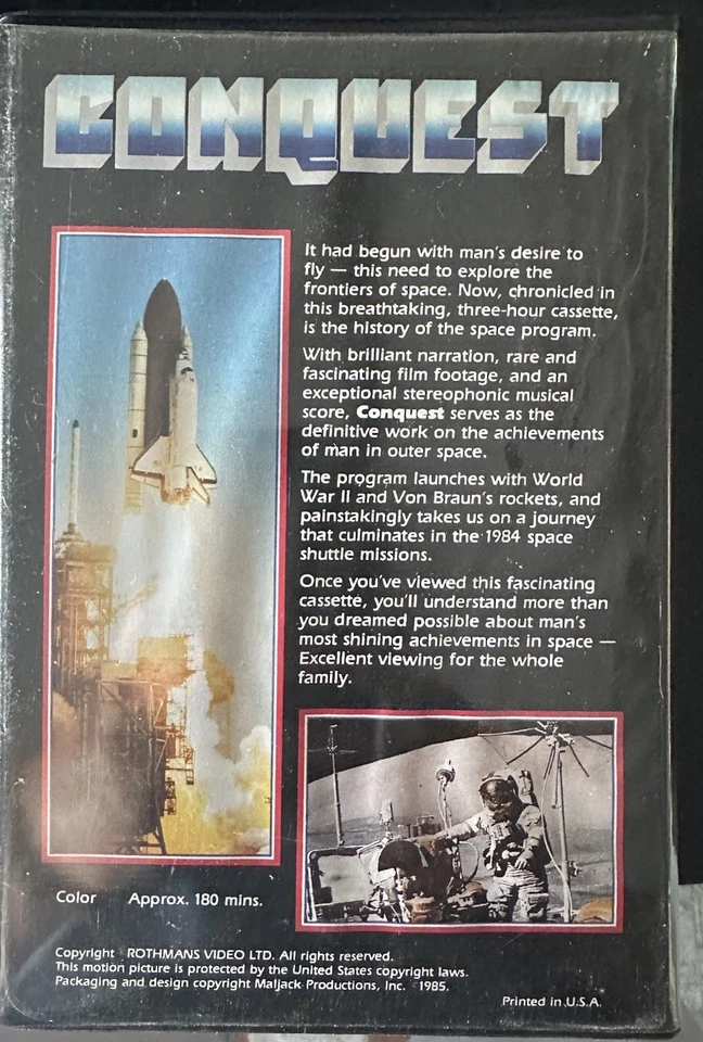 CONQUEST 1985 VHS MPI Double Clamshell 3-Hour Space Exploration Documentary - Image 2 of 2
