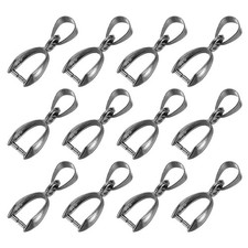 12Set Sterling Silver Bail Pinch Bail 8mmx19mm Clip Clasps Metallic Black