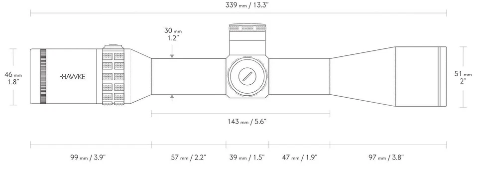 Hawke Sidewinder 30 SF 6.5-20x44 20x Half Mil Dot Gen2 Sidewheel Sunshade 17150 - Image 3 of 4