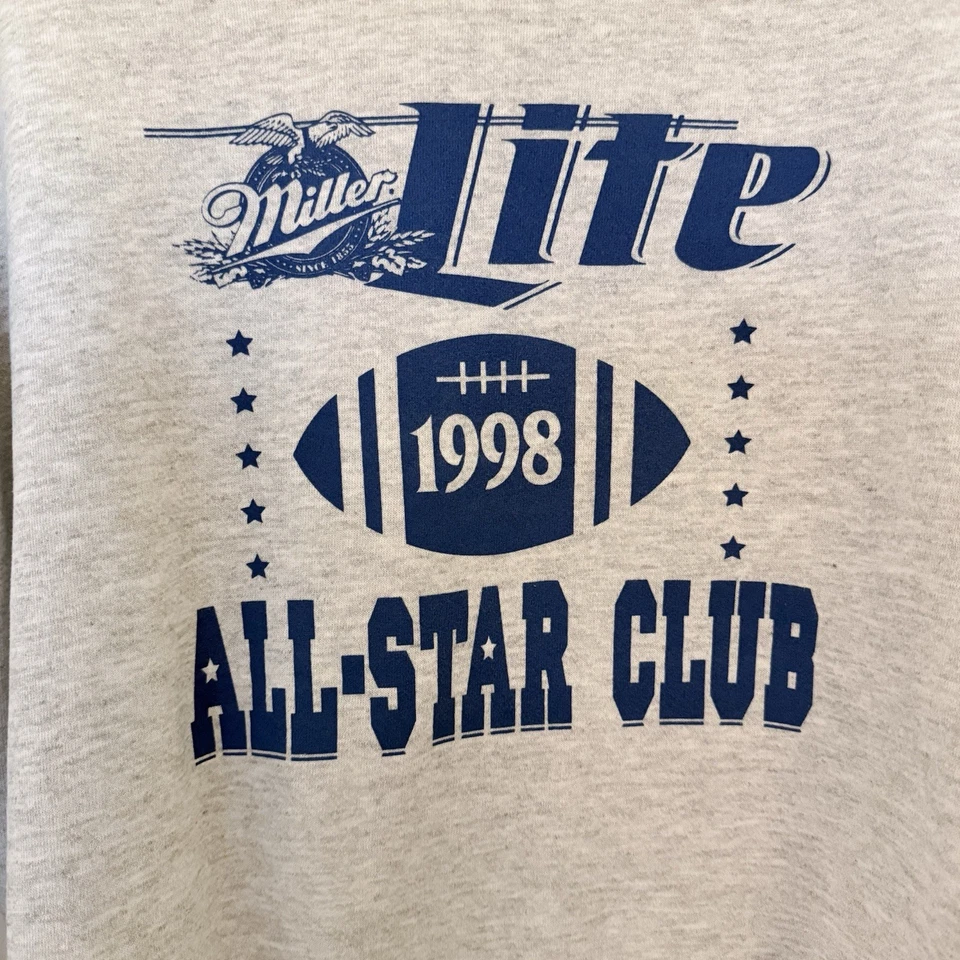 Vintage Miller Lite Sweatshirt Mens Sz L Gray Crewneck  Sweater Beer 90’s - Image 2 of 4