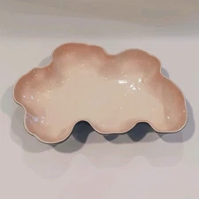 Vtg Los Angeles Potteries Bowl Handmade Marked On Bottom Navy Blue Pinkish Coral