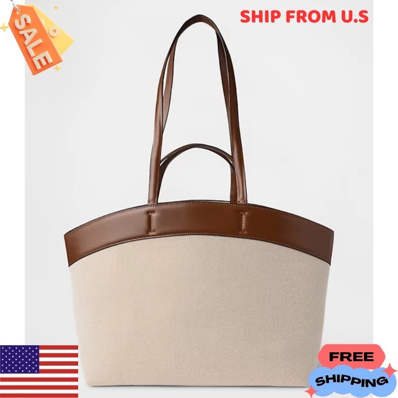 East-West Canvas Tote Bag 12x4.5x19 Inches Brown One Size