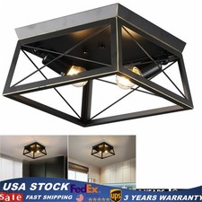 Farmhouse Flush Mount Ceiling Light Fixture for Indoor, Outdoor Porch, Black