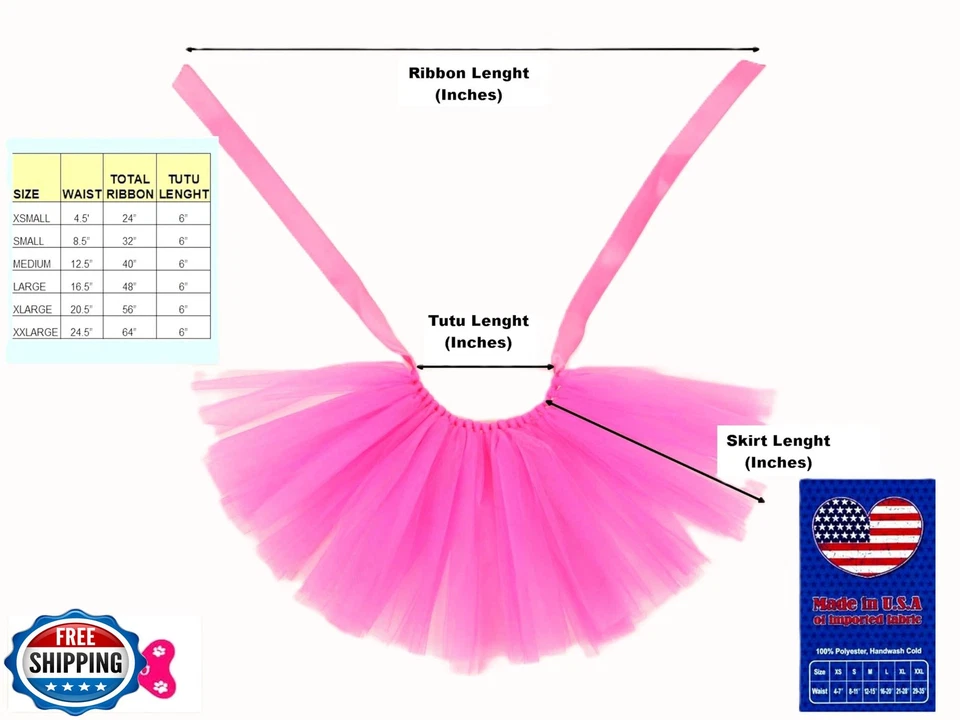 美国手工制作 Hotpink 薄纱图图图适用于大型犬 — 第 2/2 张图片