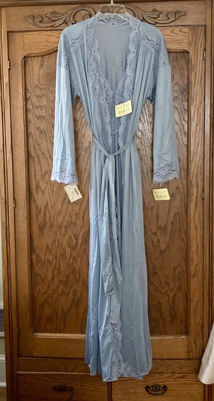 NWT Vintage Tom Bezduda for BARAD & Co.  Blue Nightgown and Robe Set M USA UNION