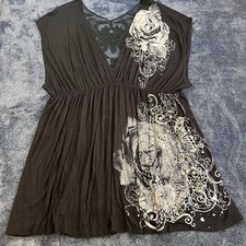 Candy Rain Plus Women’s Black Deep V T-shirt Lace Design Estimated 3X USA Made