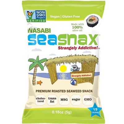 Seasnax wasabi seaweed snack 0.18oz nogmo (609722798839)