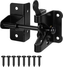 SANKINS Self-Locking Gate Latch for Wooden Fence Gate Heavy Duty Post Mount A...