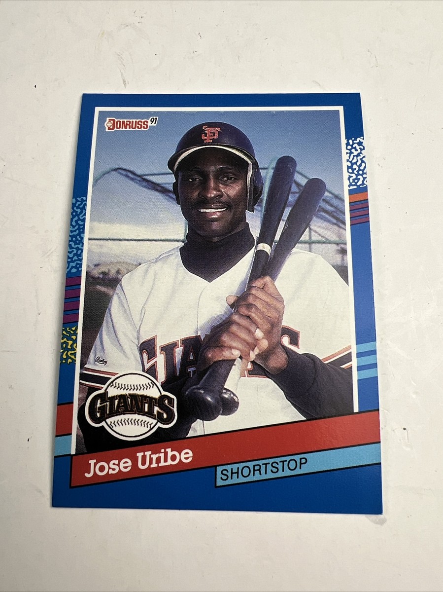 RARE 1991 DONRUSS BASEBALL #375 JOSE URIBE MULPLE ERRORS CARD EX+ GIANTS  RARE