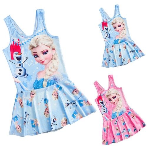 Kids Girls Elsa Frozen Swimwear Bikini Monokini Swimsuit Beach Swimming Dress - Picture 2 of 6