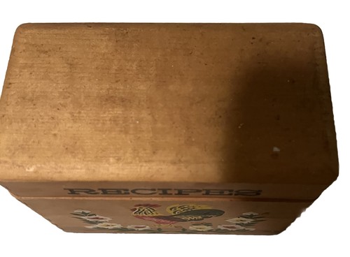 Vintage Norcrest Rooster Floral Wooden Recipe Box Japan - Picture 2 of 5