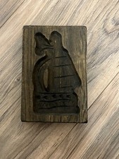 Vintage Holenderska ręcznie rzeźbiona forma do ciasteczek do skoczków żaglówka speculaas 6" x 4"