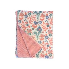 SL Home Fashions Baby Blanket Blue Pink Sherpa RN 119741 Flowers lovey daisy