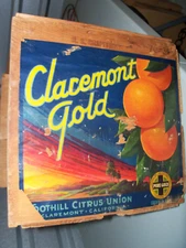 Wood Orange Crates Fruit marked Claremont Gold  26 x 12 x 12