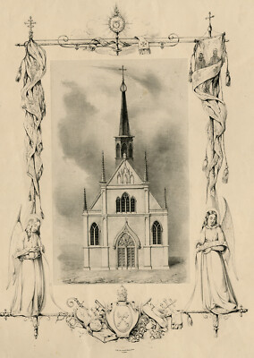 Antiker Druck-TOPOGRAPHIE-MON PERE KIRCHE-LEIDEN-Anonym-ca. 1840