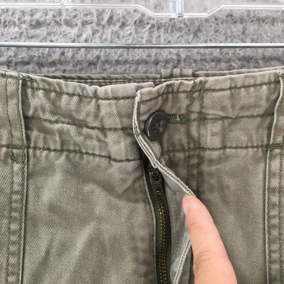 GH 贝斯地球工装短裤男式 36 卡其色绿色中腰拉链门襟棉休闲 — 第 3/4 张图片