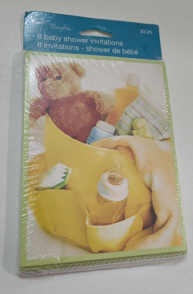 Convites para chá de bebê urso e bolsa Tender Thoughts 5 peças 8ea. (Envelope de 40 cartões - Imagem 4 de 4