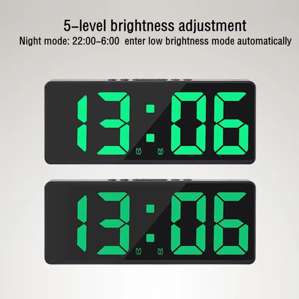 LED Colorful Voice-Controlled Alarm Clock – Temperature Display, USB/Battery, Modern