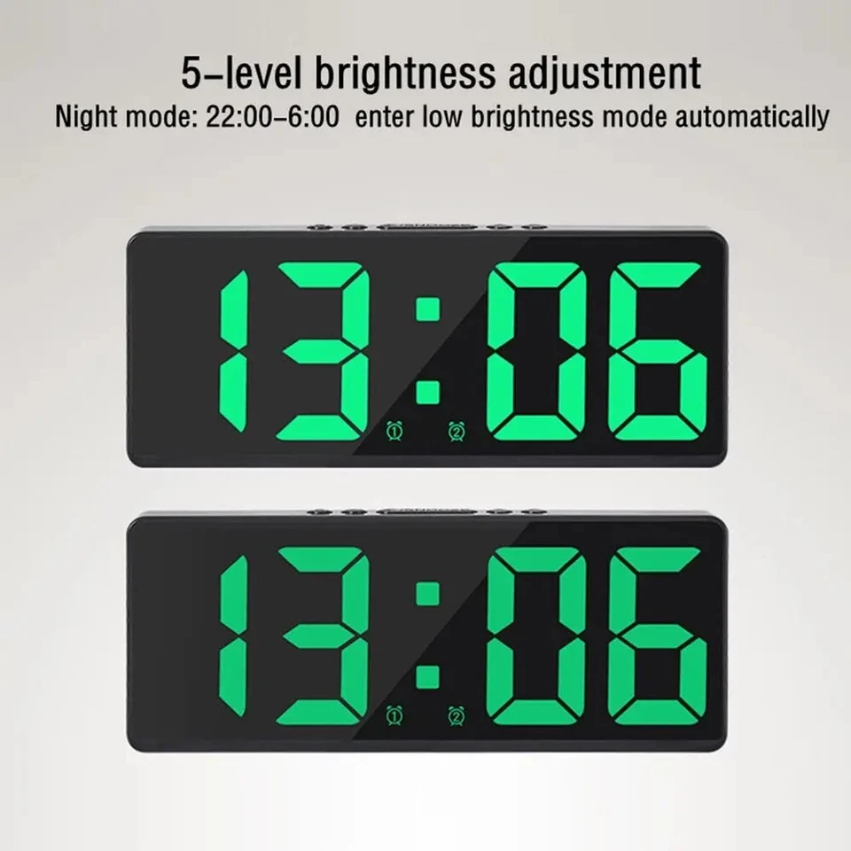 LED Clock Colourful Luminous Temperature Alarm Clock Creative Voice Control US - Image 4 of 4