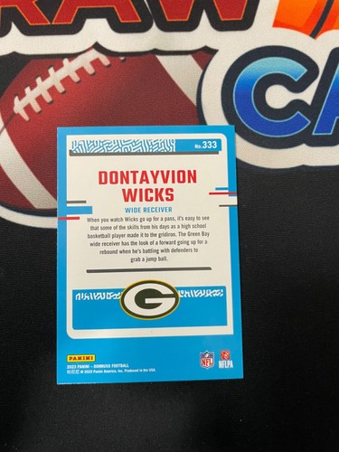 2023 Donruss Rated Rookies #333 Dontayvion Wicks - Green Bay Packers - Picture 2 of 2