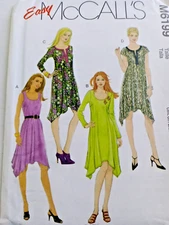 Easy McCall's Misses Handkerchief Hem Dress Sewing Pattern M6199 Size 6-14/14-20