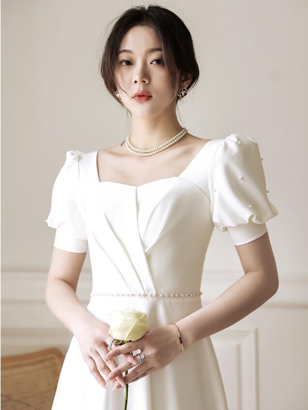 Trendy Chic Square-cut Collar hubble-bubble sleeve A-line