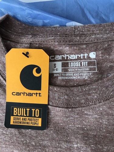 Carhartt Womens T-Shirt Loose Fit Nutmeg Heathered Crew Neck NWT Heavyweight 4-6 - Picture 4 of 6