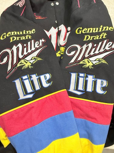 Abrigo Chaqueta De Colección RARO Nascar Racing Miller Lite Beer Promo Jeff Hamilton XL - Imagen 10 de 11