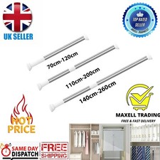 110-260cm Extendable Spring Loaded Shower Curtain Rod/Rail Bath Door Windows