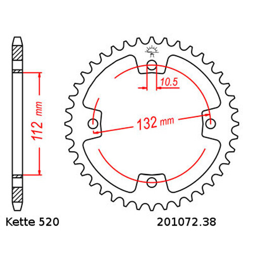 Chain Set Kymco Maxxer 250 08-14 Chain DID 520 VX2 94 Open 14/38 - Picture 3 of 4