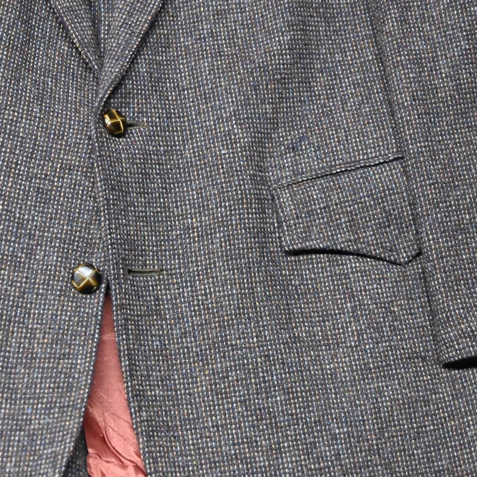 Vtg USA Made 44L Brown Tweed Western Yoke Rodeo USA Made Blazer Jacket Coat - Image 3 of 4