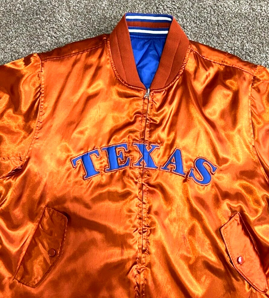 Chaqueta de satén Texas Longhorns para hombre talla grande etiqueta de fútbol mundial Foto 3 de 4