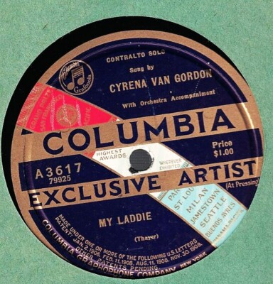 CYRENA VAN GORDON MY LADDIE & IRISH LOVE SONG COLUMBIA EXCLUSIVE ARTIST 10'' 78