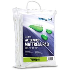 Waterguard Waterproof Quilted Mattress Pad Protector   White