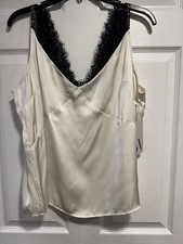 Womens Worthington Dressy Lace Tank Top White w/Black Lace Choose Size