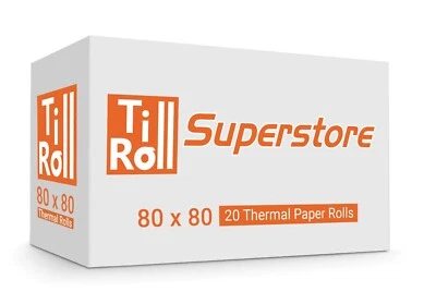 TILL ROLL SUPERSTORE 20 Rolls 80x80 Thermal Paper Till Receipt Roll Star TSP 100 | FAST N FREE