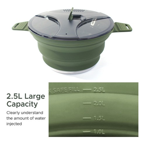 4PCS Camping Cookware Set Collapsible Cooking Pot and 3*Tableware E8L4 - Picture 7 of 11