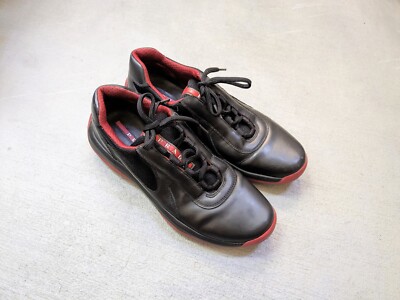 Prada America's Cup Sneakers Black Red Men's US 7 Leather Prada America's Cup Sneakers Black Red Men's US 7 Leather