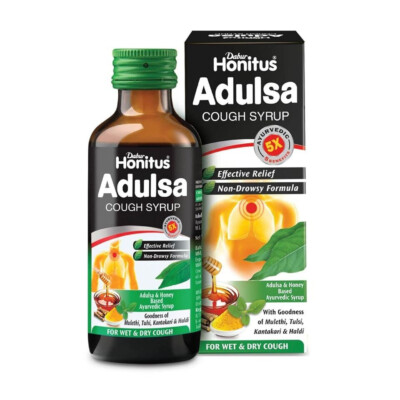 Dabur Honitus Adulsa  Cough Syrup 100ml for Cough & Throat Irritation + F/S