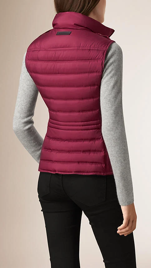 NWT Burberry Brit Cranstead Check Quilted Down Vest Puffer Gilet Garnet Pink - Image 4 of 4