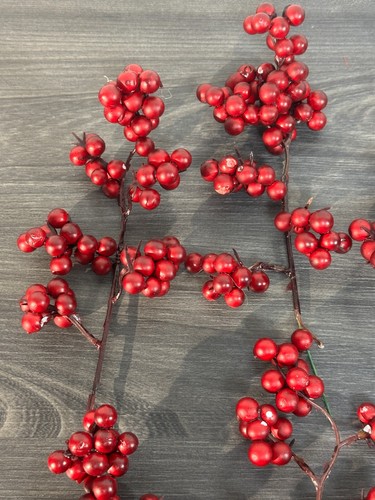 Lot Red Berry Holly Cherry Picks Floral Corsage Christmas Crafts Décor AS IS - Picture 2 of 11